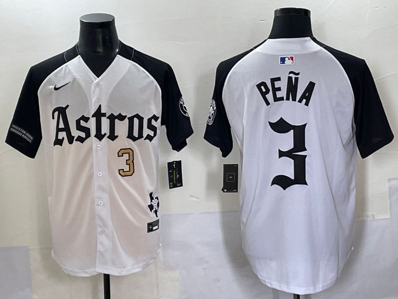 Men 2025 Houston Astros #3 Pena white black Five generations Joint Name Nike MLB Jersey style 5->houston astros->MLB Jersey